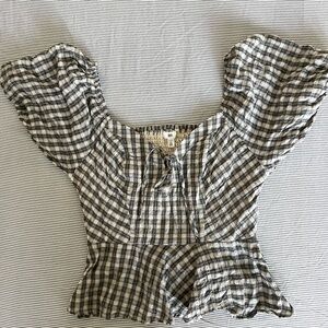 BP Women’s Black and White Gingham Cottagecore top. Size S
